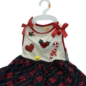 Dog Christmas Outfit Size Medium Red Plaid Dress NEW